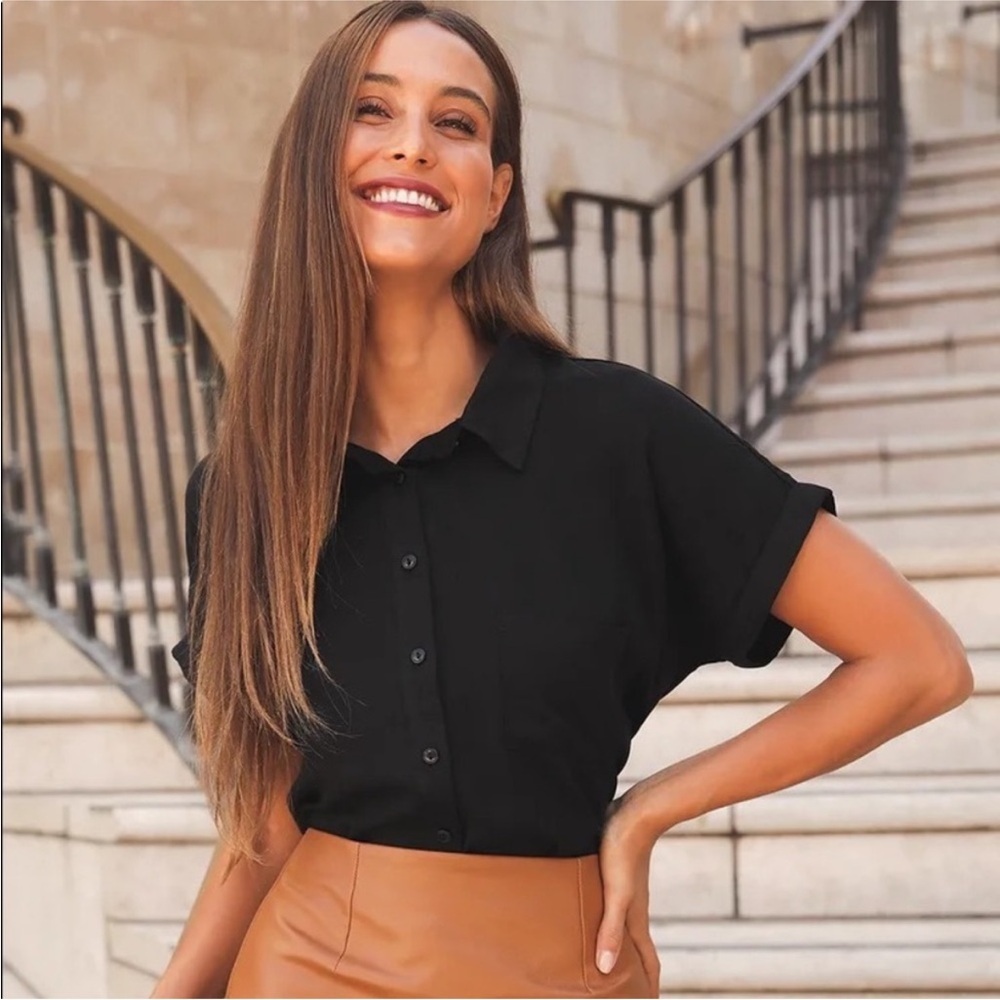 Lulu's Black Button Down Shirt